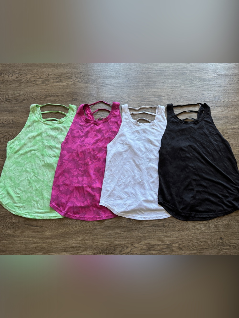 Bundle (4) Women’s Racerback Tank Top - Green, Pink, White, Black